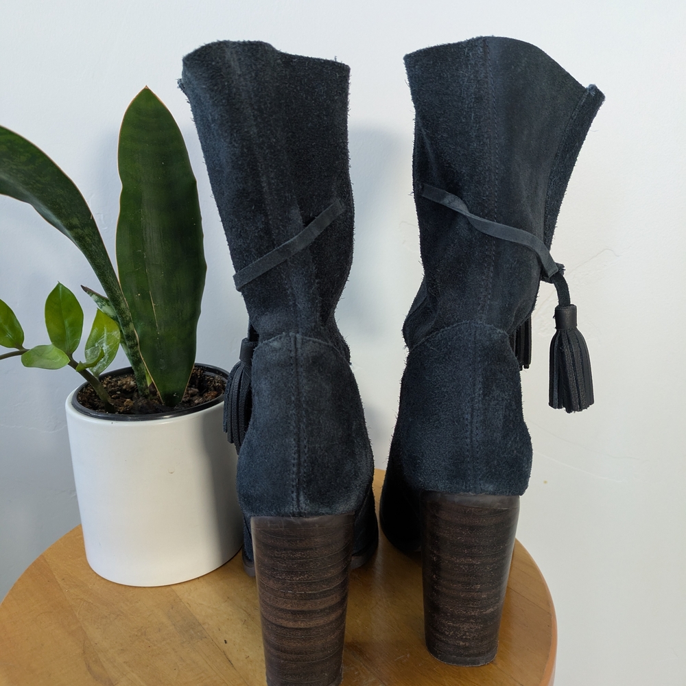 Stivali Navy Suede Tassel Boots - Picture 4 of 7